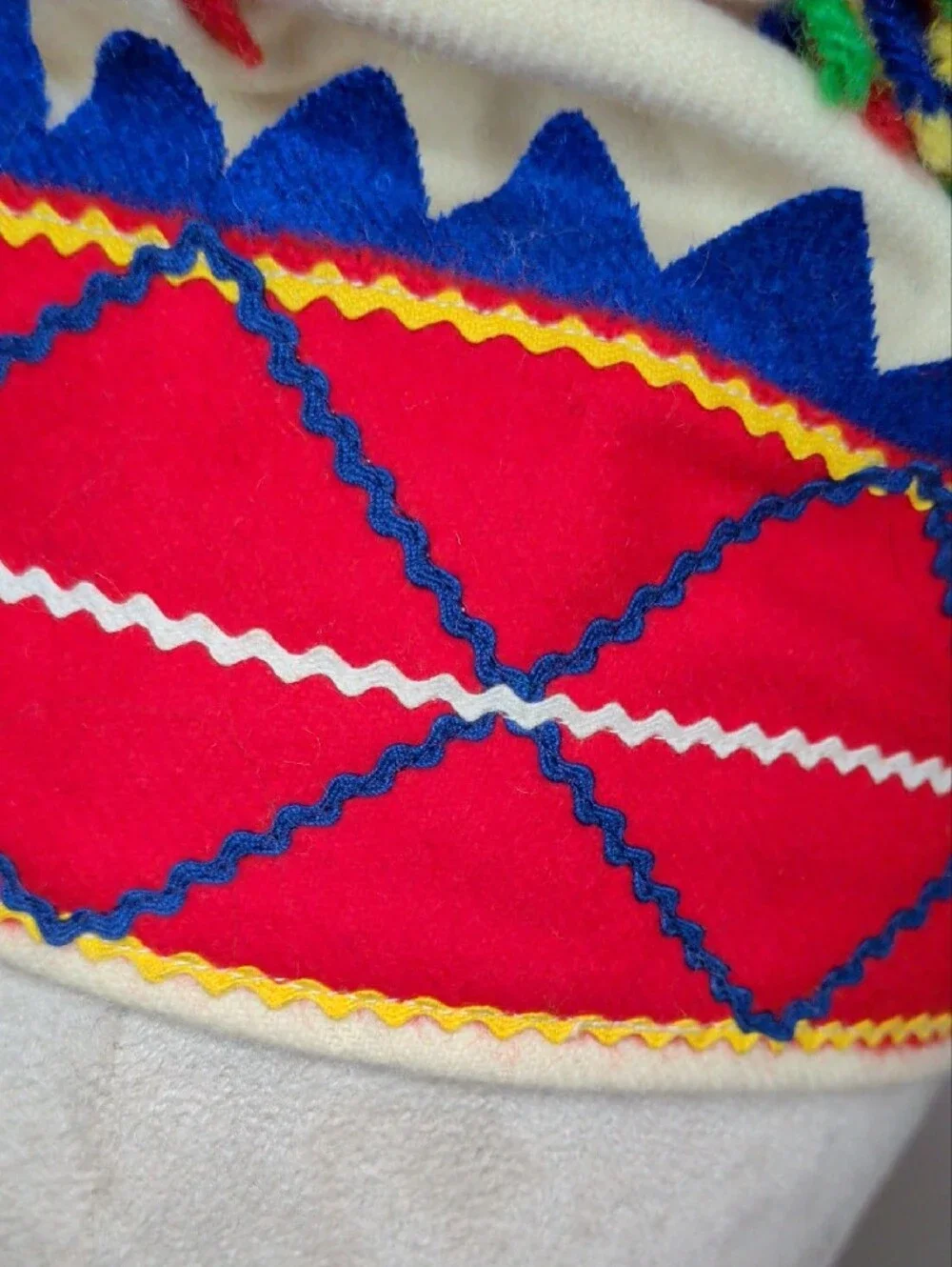 Vintage 60s Handmade Scandnavian Ski Cap Pom-pom Nordic Winter Wool  Sami Style